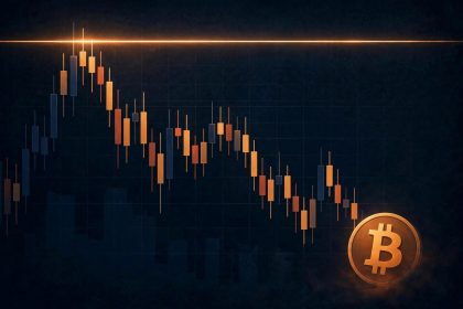 Bitcoin price chart falling below the $84K resistance level amid spot ETF outflows