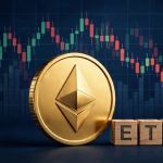 Ethereum price crash after hot September CPI — golden 3D ETH coin with wooden letter blocks over a falling red candlestick chart