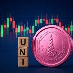 Uniswap UNI price prediction: 3D pink coin and UNI letter blocks over a candlestick chart after the CME futures launch
